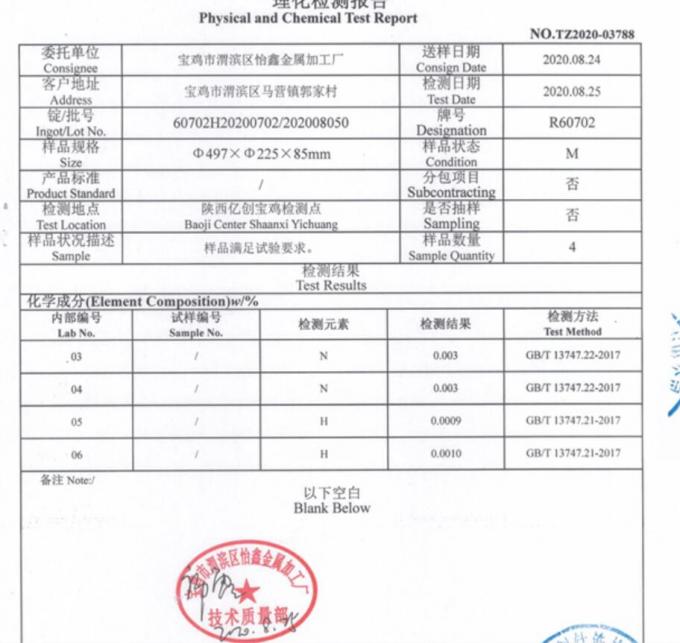 R60702 Zirconium Ring ASTM B493 Seamless Rolled Ring